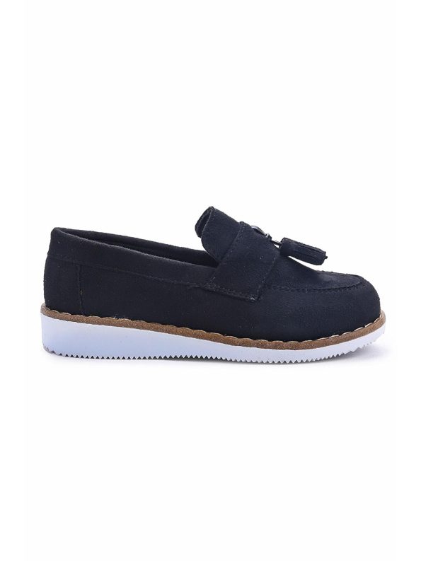 KIKO Black Suede Bowtie School Shoes for Boys