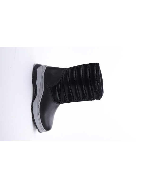 KIKO Black Leather Zippered Girls' Snow Boots