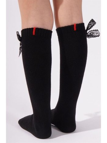 Katia And Bony Family Knee-High Ribbon Children's Basic Socks Black