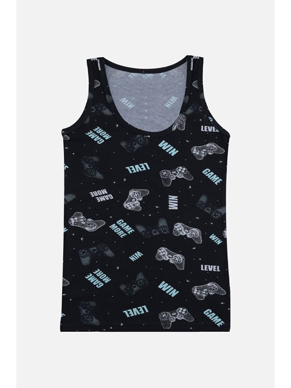 Koza Boys' Black 3-Pack Joystick Patterned Tanks