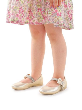 KIKO Yellow Cerry Velcro Girls' Rhinestone Flat Shoes