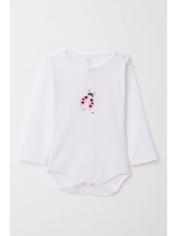 Breeze Girl Baby Snapsuit with Heart Ladybug Print White (9 Months - 3 Years)