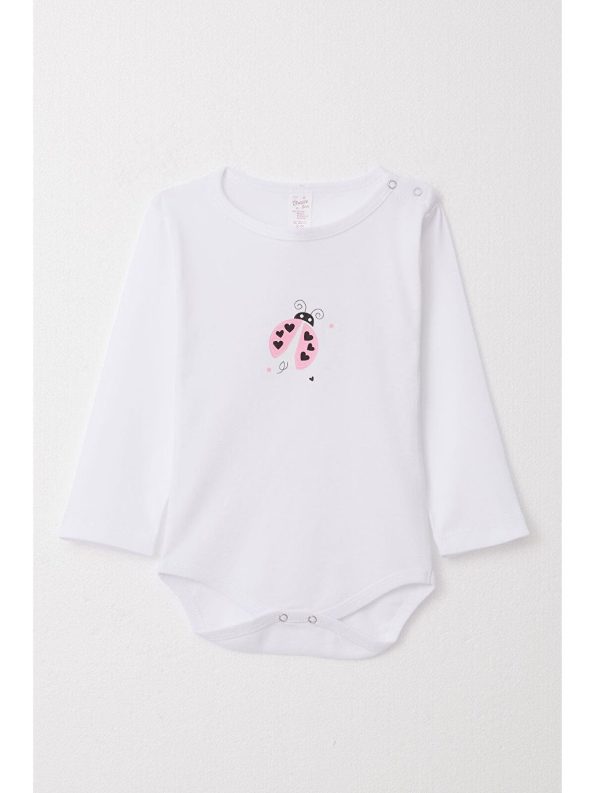 Breeze Girl Baby Snapsuit with Heart Ladybug Print White (9 Months - 3 Years)