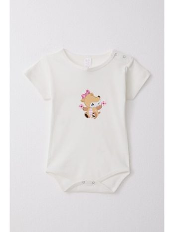 Breeze Baby Girl Snap Bodysuit with Cute Fawn Print and Floral Design (9 Months - 3 Years)
