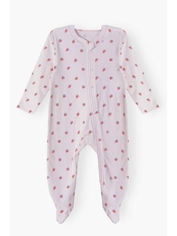 Luess Pink Baby Girl Seasonal Strawberry Print Cotton Jumpsuit