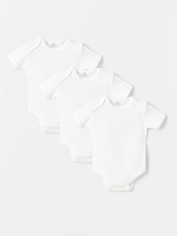 Luggi Baby Ecru Short Sleeve Cotton Bodysuit Set for Boys