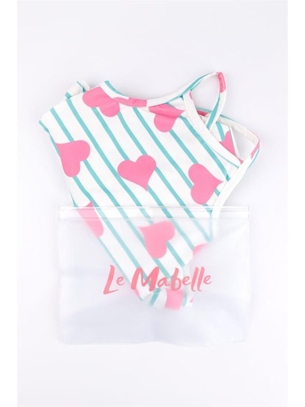 Le Mabelle Cream Heart Pattern Girl's Swimsuit