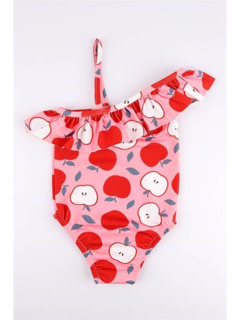 Le Mabelle Pink Apple Print Girls' Swimsuit