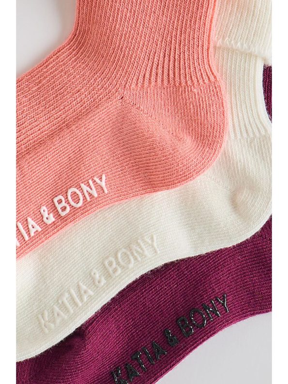 Katia And Bony Kids 3-Pack Ankle Socks Pink