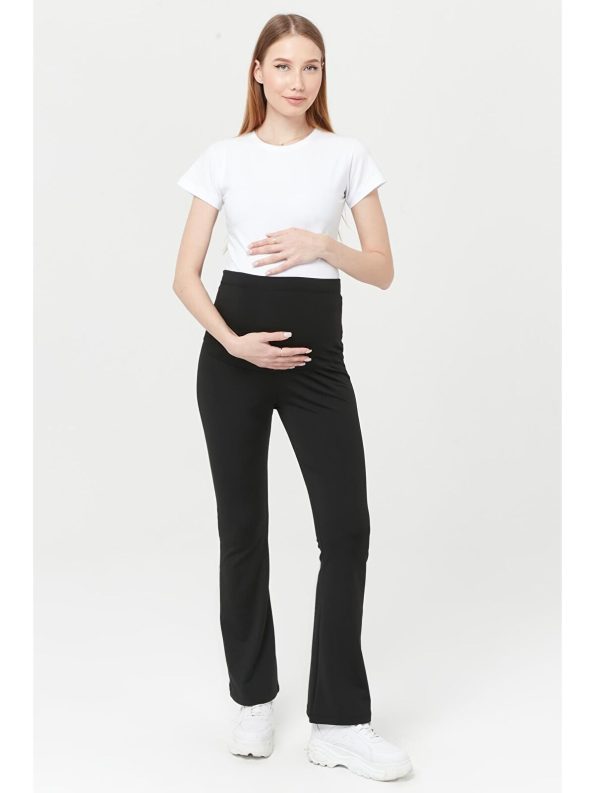 Luvmabelly Black Adjustable Waist Maternity Thermal Leggings