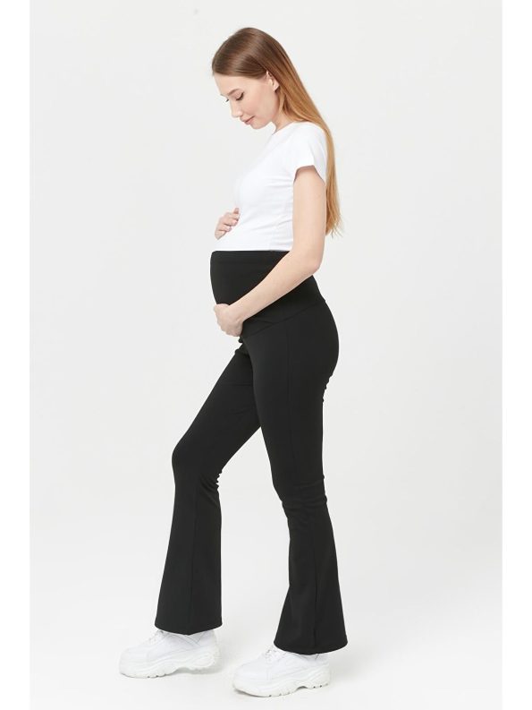 Luvmabelly Black Adjustable Waist Maternity Thermal Leggings