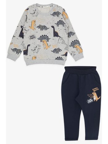 Breeze Boys' Baby Tracksuit with Cheerful Animal Print in Grey Melange (9 Months - 3 Years)