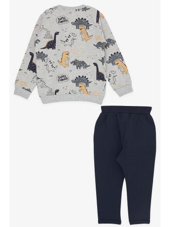 Breeze Boys' Baby Tracksuit with Cheerful Animal Print in Grey Melange (9 Months - 3 Years)