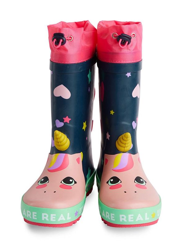 Denokids Mixed Heart Girls' Navy Rain Boots
