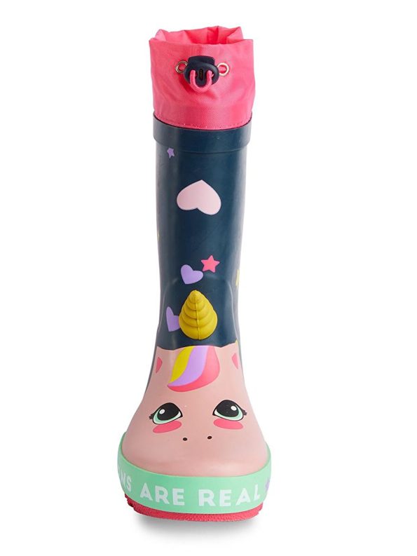 Denokids Mixed Heart Girls' Navy Rain Boots