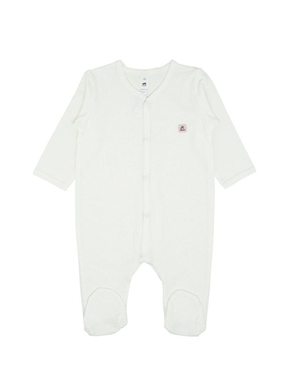 Jrmori White Snap-Button Basic Romper