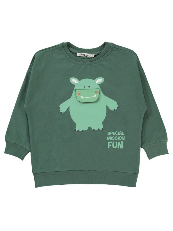 Civil Boys Sweatshirt for Ages 2-5 in Soft Haki