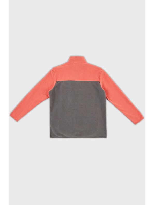 Lela Pink Soft Textured Zip-Up Color Blocked Polar Jacket