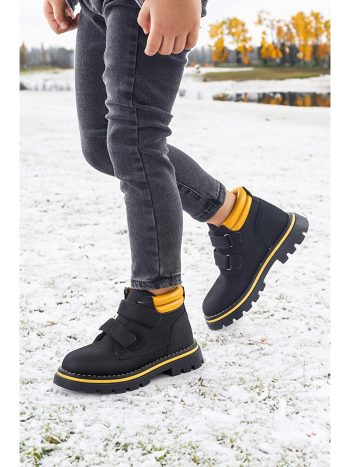 KIKO Black Velcro Boys' Ankle Boots