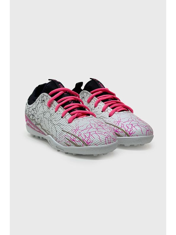 Letoon White Round-Toe Laced Printed Boys' Soccer Shoes