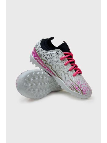 Letoon White Round-Toe Laced Printed Boys' Soccer Shoes