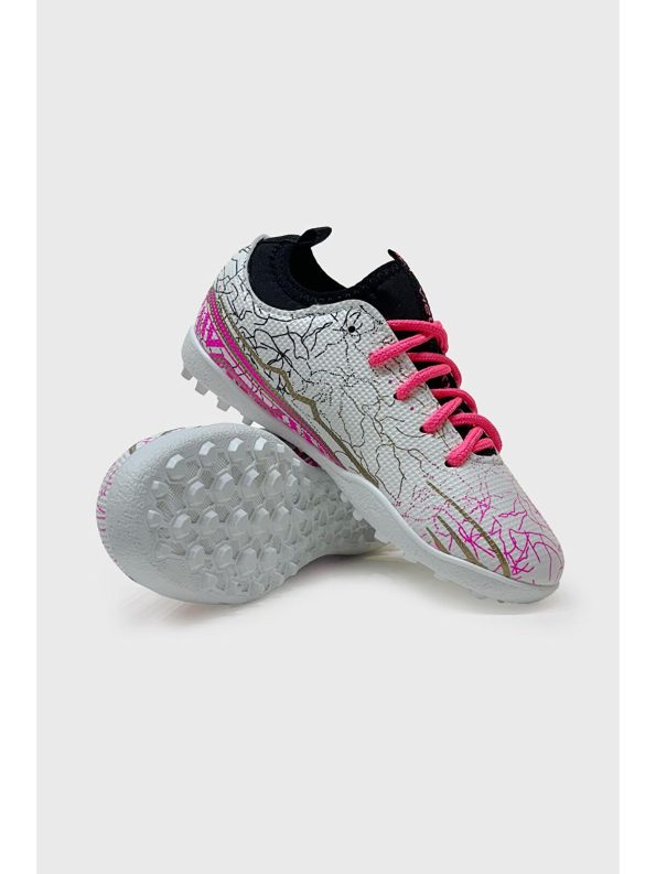 Letoon White Round-Toe Laced Printed Boys' Soccer Shoes