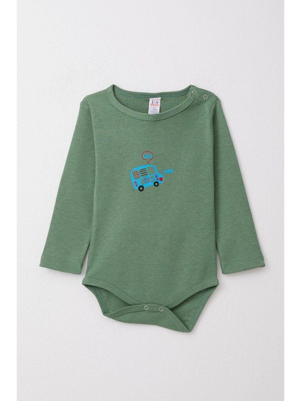Breeze Boys' Baby Snap Bodysuit with Car Print in Green (9 Months - 3 Years)