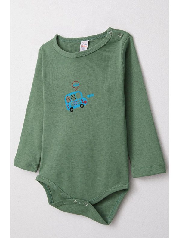 Breeze Boys' Baby Snap Bodysuit with Car Print in Green (9 Months - 3 Years)