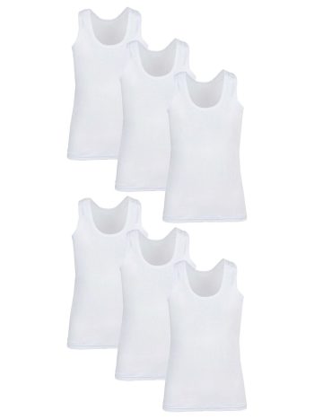 Tutku White 6-Pack Boys' 100% Cotton Tank Tops