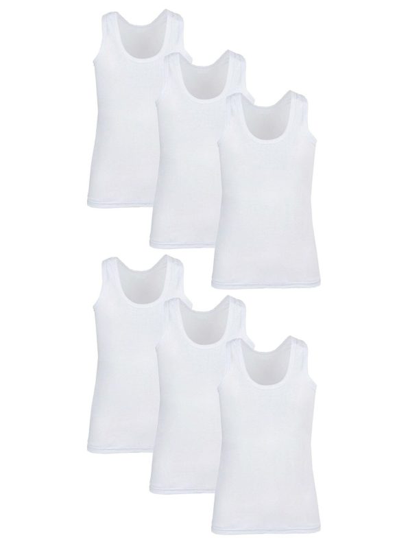 Tutku White 6-Pack Boys' 100% Cotton Tank Tops