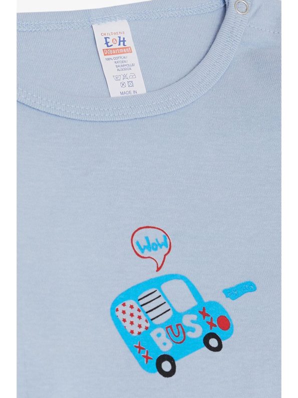 Breeze Baby Boy Snap Bodysuit with Car Print in Light Blue (9 Months - 3 Years)