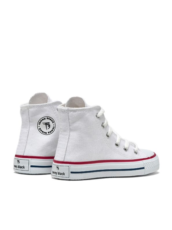 TONNY BLACK Unisex White Casual Lace-Up Long Sports Sneakers for Kids