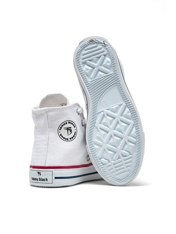TONNY BLACK Unisex White Casual Lace-Up Long Sports Sneakers for Kids