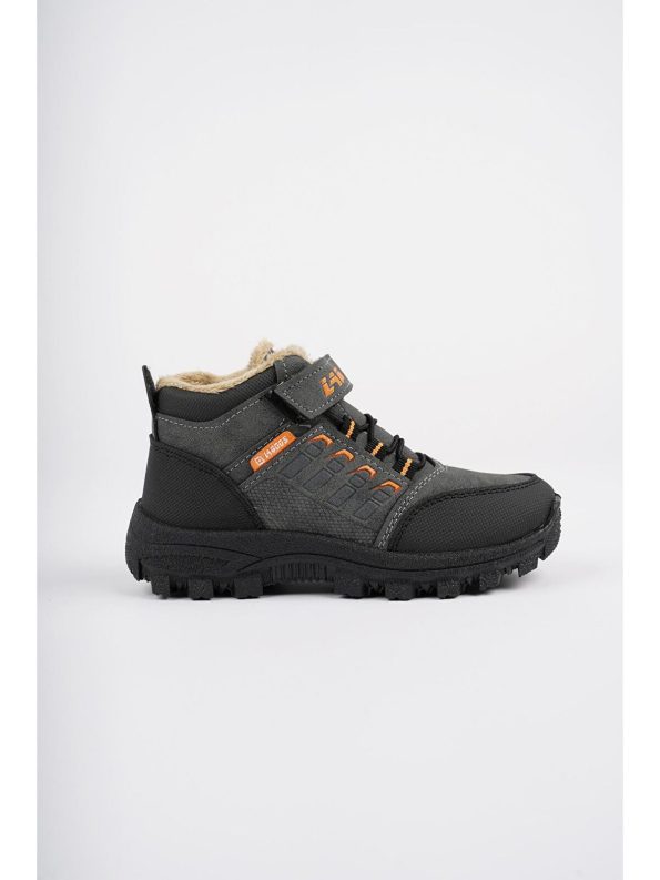 Muggo Grey BOB Lace-Up Velcro Fur-Lined Kids Outdoor Winter Boots