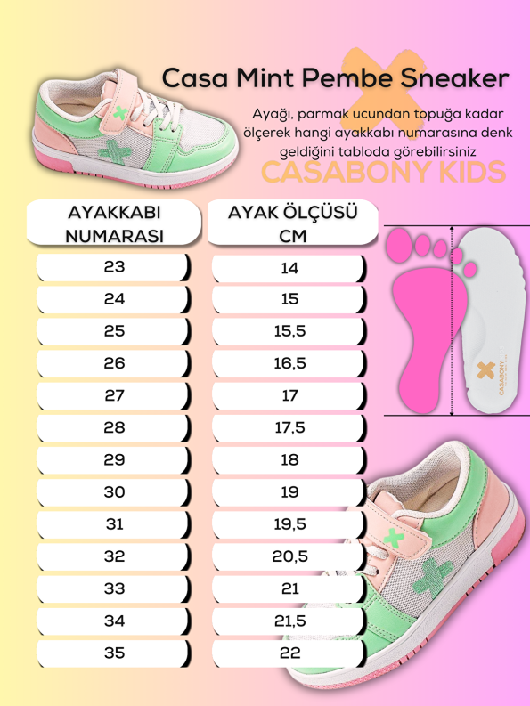 Casabony Green Casa Mint Pink Girls' Sneakers