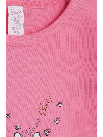 Breeze Baby Girl Snap Bodysuit with Sleeping Bunny Print in Pink (9 Months - 3 Years)