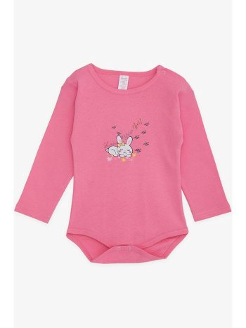 Breeze Baby Girl Snap Bodysuit with Sleeping Bunny Print in Pink (9 Months - 3 Years)