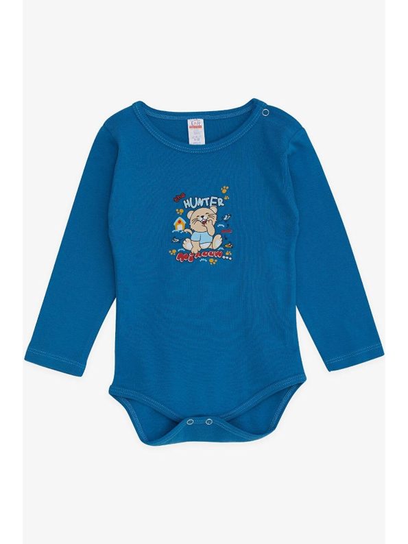 Breeze Indigo Boys' Snap Bodysuit with Cat Print (9 Months - 3 Years)