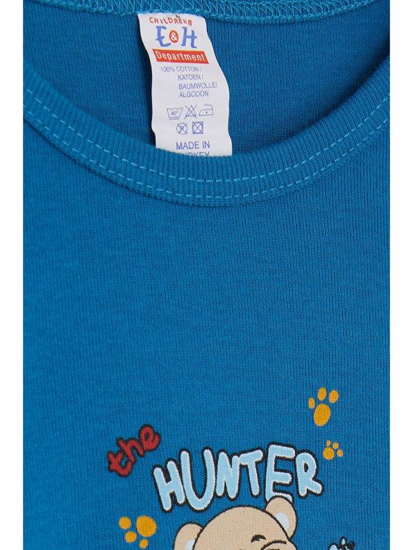 Breeze Indigo Boys' Snap Bodysuit with Cat Print (9 Months - 3 Years)