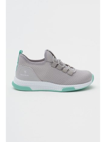 TONNY BLACK Unisex Kids Grey Green Casual Lace-Up Sneakers