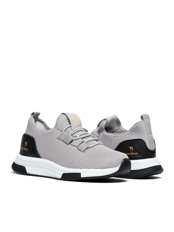 TONNY BLACK Gray Unisex Kids Comfortable Lace-Up Sneakers