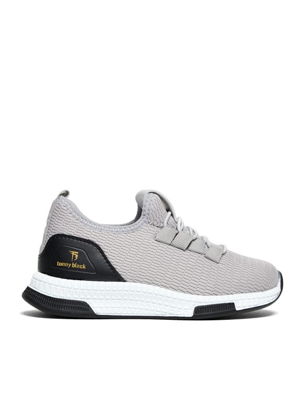 TONNY BLACK Gray Unisex Kids Comfortable Lace-Up Sneakers