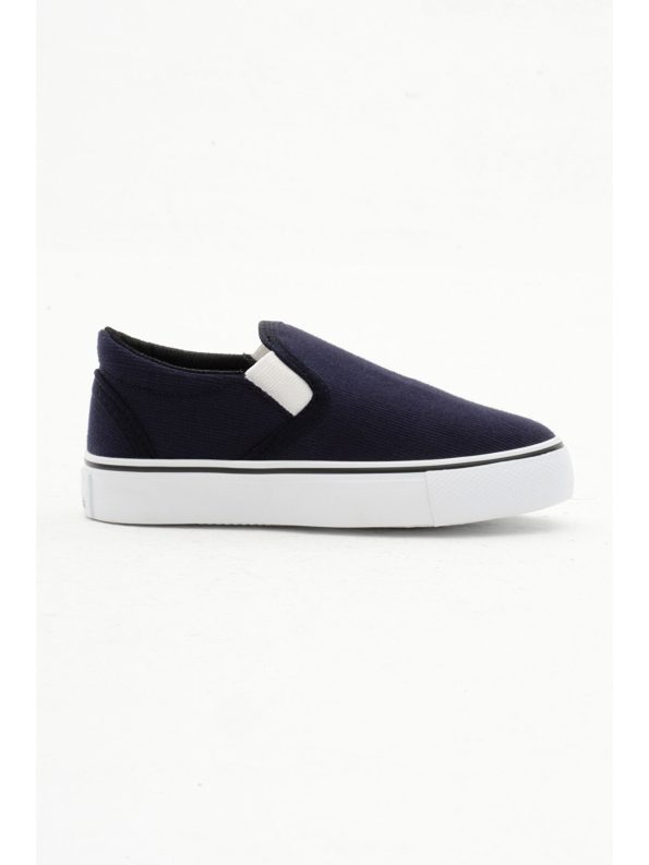 TONNY BLACK Kids Unisex Navy Blue Rubber Sole Canvas Slip-On Sneakers