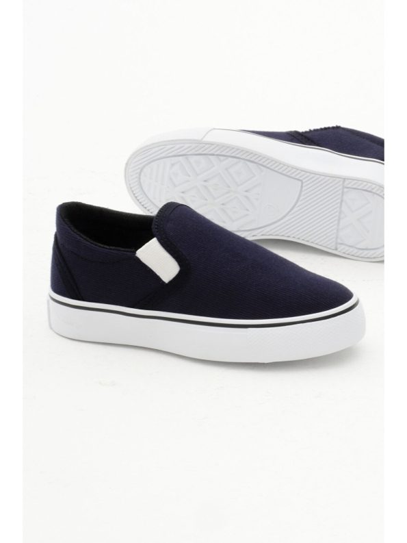 TONNY BLACK Kids Unisex Navy Blue Rubber Sole Canvas Slip-On Sneakers