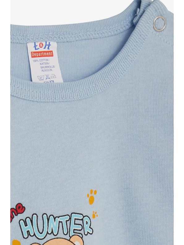 Breeze Boys' Baby Snapsuit with Cat Print Light Blue (9 Months - 3 Years)