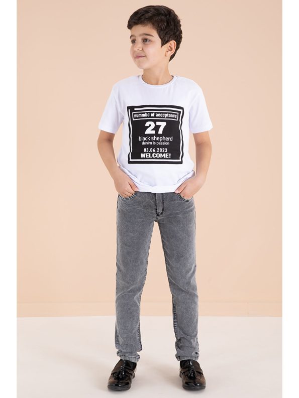 Cansın Mini Black Patch Shirt and Jean Set for Boys