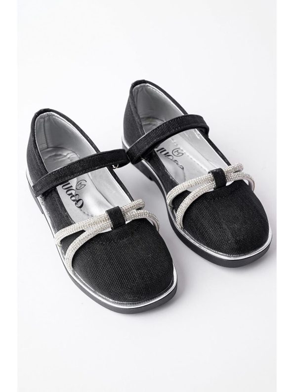 Muggo Black Daily Orthopedic Lightweight Flat Shoes for Girls