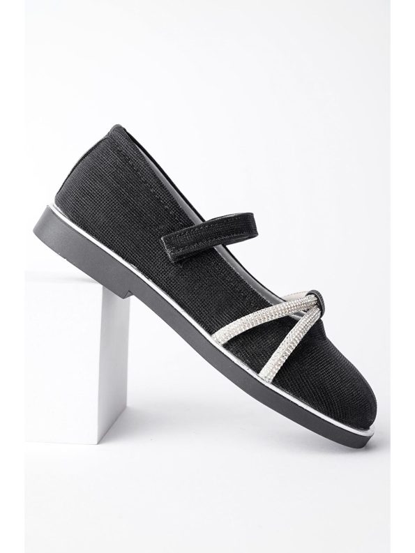 Muggo Black Daily Orthopedic Lightweight Flat Shoes for Girls