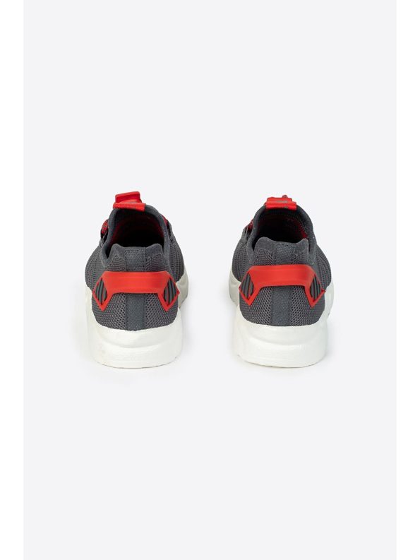 Letoon Dark Gray Lace-Up Round Toe Patterned Girls' Sneakers