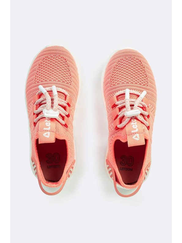 Letoon Pink Lace-Up Round Toe Patterned Girls' Sneakers